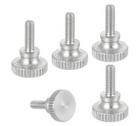 sourcing map M2.5x8mm Vernier Caliper Screws, 304 Stainless Steel Flat Head Shoulder Thumb Screws Metric Diamond Knurled Head Bolts Grip Knobs Hand Tighten Thread Fasteners Position, 5 Pcs
