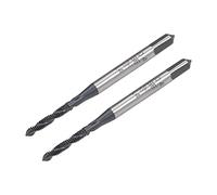 sourcing map M2 x 0.4 Spiral Flute Thread Tap, Metric Machine Threading Tap HSS Nitriding Coated, Round Shank with Square End, H2 Tolerance, 2pcs