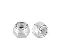 sourcing map M2 x 0.4mm Nylon Insert Hex Lock Nuts, 304 Stainless Steel, Plain Finish, Pack of 100