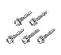 sourcing map M2 x 12mm 304 Stainless Steel Phillips Pan Head Machine Screws Bolts Combine with Spring Washer and Plain Washers 5Pcs