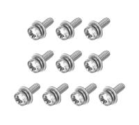 sourcing map M2 x 6mm 304 Stainless Steel Phillips Pan Head Machine Screws Bolts Combine with Spring Washer and Plain Washers 10Pcs