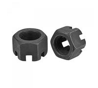sourcing map M20x1.5mm Hexagon Slotted Nut, Grade 4.8 Carbon Steel Hex Nuts, Black, 2Pcs
