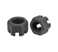 sourcing map M20x1.5mm Hexagon Slotted Nut, Grade 4.8 Carbon Steel Hex Nuts Good for Machinery Repairing, Black, 6Pcs