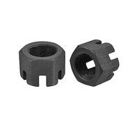 sourcing map M22x1.5mm Hexagon Slotted Nut, Grade 4.8 Carbon Steel Hex Castle Nuts, Black, 5Pcs