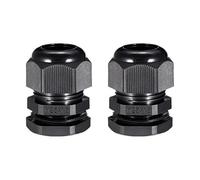 sourcing map M25 Cable Gland Waterproof Plastic Joint Adjustable Locknut Black for 9mm-16mm Dia Cable Wire 2 Pcs