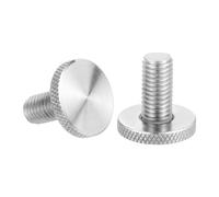 sourcing map M25x16mm Knurled Thumb Screws, 304 Stainless Steel Flat Head Thumb Screws Metric Diamond Knurled Head Bolts Grip Knobs Hand Tighten Thread Fasteners, 25mm Dia. 2 Pcs
