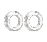 sourcing map M27 x 1.5mm - 2Pcs Retaining Four-Slot Slotted Round Nuts - 304 Stainless Steel Round Lock Nut for Various Rolling Bearings, Industrial Field, Silver