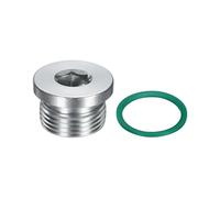 sourcing map M27x2 Inner Hex Head Pipe Fitting Plug, Universal 304 Stainless Steel Thread Socket Plug with Green O-Ring for Terminate Pipe Ends or Replacement Drains
