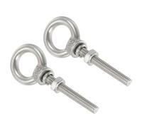 sourcing map M3 1/8"x1.57" Stainless Steel Eye Bolts Threaded Screw Eyebolt Shoulder Ring with Nuts Washers for Lifting Hanging, 4 Set