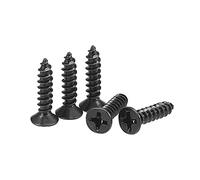 sourcing map M3.5 x 16mm Wood Screws Phillips Flat Head Carbon Steel Self Tapping Screws Black 200pcs