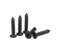 sourcing map M3.5 x 20mm Wood Screws Phillips Flat Head Carbon Steel Self Tapping Screws Black 200pcs