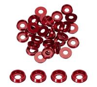 sourcing map M3 Cone Cup Countersunk Washers,Hole Dia 3mm/0.12" Aluminum Gaskets Cup Head Washer Gasket for Screw RC/FPV/PC/Drone/Mechanical Accessories Model Parts,Pack of 30(Red)