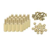sourcing map M3 Male Brass Hex Spacer Standoffs Screws Nuts, 20 Set Hex Column Screw Nut Assortment Kit M3*10+6 Threaded Standoff for Raspberry Pi PCB Motherboard DIY
