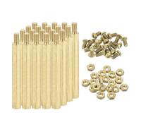 sourcing map M3 Male Brass Hex Spacer Standoffs Screws Nuts, 20 Set Hex Column Screw Nut Assortment Kit M3*37+6 Threaded Standoff for Raspberry Pi PCB Motherboard DIY