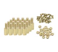 sourcing map M3 Male Brass Hex Spacer Standoffs Screws Nuts, 20 Set Hex Column Screw Nut Assortment Kit M3*9+6 Threaded Standoff for Raspberry Pi PCB Motherboard DIY