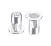 sourcing map M3 Rivet Nuts Aluminium Alloy Knurled Flat Head Threaded Insert Nut Silver 100pcs