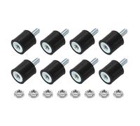 sourcing map M3 Rubber Mounts, 8Pcs 10x10mm(DxH) Rubber Cylindrical Anti Vibration Isolator Shock Absorber with Lock Nut for Car Bobbin Generator Air Compressors