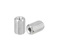 sourcing map M3 x 0.5-Pitch 10mm Length Coupling Nuts, 15pcs 304 Stainless Steel Metric Hex Rod Coupling Nuts