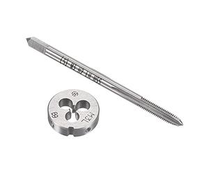 sourcing map M3 x 0.5mm Metric Left Hand Tap and Die Set, Machine Thread Screw Tap with Round Threading Die, Tap & Die Kit for Nut Screw Bolt Thread Repair