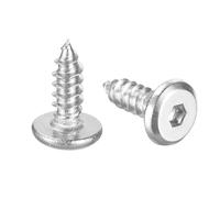 sourcing map M3 x 10mm (50 Pack) Flat Round Socket Head Screws, Stainless Steel Self Tapping Full Thread Hex Socket Cap Screws for Wood Furniture