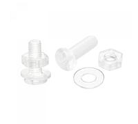 sourcing map M3 x 10mm Plastic Phillips Machine Screws with Nuts and Flat Washers, PC Flat Head Machine Bolts Transparent 20 Sets