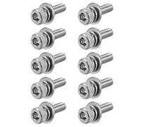 sourcing map M3 x 10mm Stainless Steel Hex Socket Head Cap Screws Bolts Combine with Spring Washer and Plain Washers 10pcs