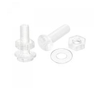 sourcing map M3 x 12mm Plastic Phillips Machine Screws with Nuts and Flat Washers, PC Flat Head Machine Bolts Transparent 20 Sets