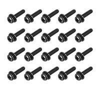 sourcing map M3 x 14mm Carbon Steel Phillips Pan Head Machine Screws Bolts Combine with Spring Washer and Plain Washers 20pcs