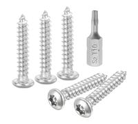 sourcing map M3 x 16mm Button Head Torx Security Sheet Metal Screws, 10pcs 304 Stainless Steel Tamper Resistant Self Tapping Screws, Anti-Theft Wood Screws with T10 Bit (Silver)