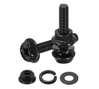 sourcing map M3 x 16mm Phillips Flanged Hex Head Bolts, 30Pcs 304 Stainless Steel Flange Hexagon Screws with Nuts, Flat & Lock Washers, Fully Threaded, for Machinery Industry Home, Black