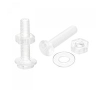 sourcing map M3 x 16mm Plastic Phillips Machine Screws with Nuts and Flat Washers, PC Flat Head Machine Bolts Transparent 20 Sets