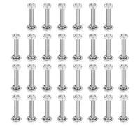 sourcing map M3 x 20mm 304 Stainless Steel Hex Head Screws Bolts, Nuts, Flat & Lock Washers Assortment Kit, Fully Threaded, Bright Finish for Home, Electronic, Machine, 30 Sets