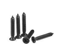 sourcing map M3 x 20mm Wood Screws Phillips Flat Head Carbon Steel Self Tapping Screws Black 200pcs