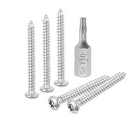 sourcing map M3 x 25mm Button Head Torx Security Sheet Metal Screws, 50pcs 304 Stainless Steel Tamper Resistant Self Tapping Screws, Anti-Theft Wood Screws with T10 Bit (Silver)