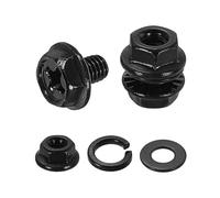 sourcing map M3 x 4mm Phillips Flanged Hex Head Bolts, 30Pcs 304 Stainless Steel Flange Hexagon Screws with Nuts, Flat & Lock Washers, Fully Threaded, for Machinery Industry Home, Black