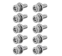 sourcing map M3 x 6mm Stainless Steel Hex Socket Head Cap Screws Bolts Combine with Spring Washer and Plain Washers 10pcs