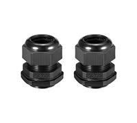 sourcing map M32 Cable Gland Waterproof Plastic Joint Adjustable Locknut Black for 15mm-22mm Dia Cable Wire 2 Pcs