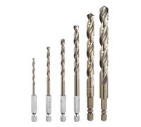 sourcing map M35 High Speed Steel Cobalt Twist Drill Bit Set 3/4/5/6/8/10mm with Quick Change 1/4" Hex Shank Jobber Drill Bit for Metal, Steel, Copper, Aluminum, Zinc Alloy