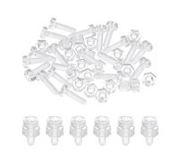 sourcing map M3x10mm Clear Acrylic Screws and Hex Nuts Kit, 20 Set PC Plastic Phillips Round Head Screw Metric Coarse Thread Bolts for Machine Accessories, Transparent