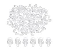 sourcing map M3x10mm Clear Acrylic Screws and Hex Nuts Kit, 40 Set PC Plastic Phillips Round Head Screw Metric Coarse Thread Bolts for Machine Accessories, Transparent
