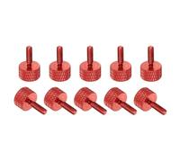 sourcing map M3x10mm Knurled Thumb Screw, 10 Pcs Aluminum Alloy Flat Knurled Head Thumb Screws Bolts Grip Knobs Fasteners for PC Computer Case, Burgundy