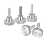 sourcing map M3x10mm Knurled Thumb Screws, 5pcs 304 Stainless Steel Flat Knurled Head Thumb Screws Bolts with Shoulder Grip Knobs Fasteners