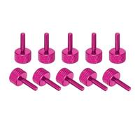sourcing map M3x12mm Knurled Thumb Screw, 10 Pcs Aluminum Alloy Flat Knurled Head Thumb Screws Bolts Grip Knobs Fastener for PC Computer Case, Rose Pink