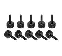sourcing map M3x12mm Knurled Thumb Screw, 10 Pcs Aluminum Alloy Flat Knurled Head Thumb Screws Bolts Grip Knobs Fasteners for PC Computer Case, Black