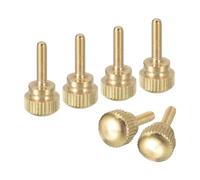 sourcing map M3x12mm Knurled Thumb Screws, 6pcs Brass Knurled Thumb Screws Bolts with Shoulder Grip Knobs Fasteners, Brass Tone