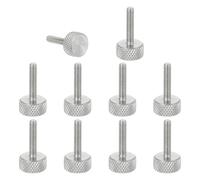 sourcing map M3x14mm Knurled Thumb Screws, 304 Stainless Steel Flat Head Thumb Screws Metric Diamond Knurled Head Bolts Grip Knobs Hand Tighten Thread Fasteners, 10mm Dia. 10 Pcs
