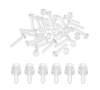 sourcing map M3x15mm Clear Acrylic Screws and Hex Nuts Kit, 20 Set PC Plastic Phillips Round Head Screw Metric Coarse Thread Bolts for Machine Accessories, Transparent