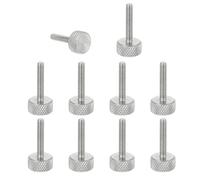 sourcing map M3x16mm Knurled Thumb Screws, 304 Stainless Steel Flat Head Thumb Screws Metric Diamond Knurled Head Bolts Grip Knobs Hand Tighten Thread Fasteners, 10mm Dia. 10 Pcs