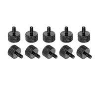 sourcing map M3x6mm Knurled Thumb Screw, 10 Pcs Aluminum Alloy Flat Knurled Head Thumb Screws Bolts Grip Knobs Fasteners for PC Computer Case, Black