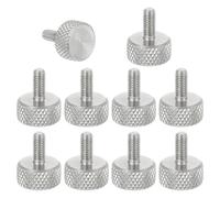sourcing map M3x6mm Knurled Thumb Screws, 304 Stainless Steel Flat Head Thumb Screws Metric Diamond Knurled Head Bolts Grip Knobs Hand Tighten Thread Fasteners, 10mm Dia. 10 Pcs